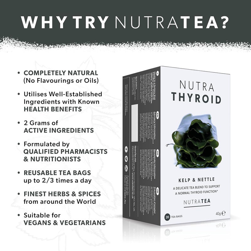 Nutra Tea NUTRATHYROID Thyroid Health Tea with Kelp & Nettle - 20 Enveloped Tea Bags - Image 3